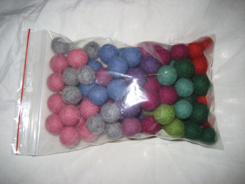 50 felt wool balls 1/2 in. size rainbow mix red orange yellow green turquoise blue purple image 5