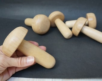 Wooden darning Mushroom sewing tool Folk boletus shape made in Lithuania handmade Vintage style primitive sock mending repair device darner