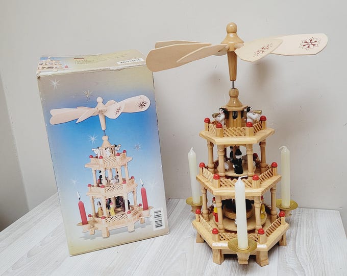 3-tiered Erzgebirge Christmas Pyramid Carousel Candleholder Candle ...