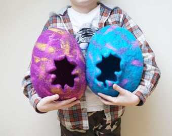 Felted egg shape nesting Bowl Basket for Candies Nuts Treasuries Halloween Pumpkin ready to ship Easter gift Trick or treat bag bucket