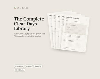 Paquete de planificadores para TDAH, 15 imprimibles sin fecha: diario, semanal, presupuesto, hábitos, comidas y más.