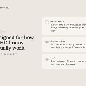 Infographic: why The Dopamine Menu works for ADHD brains, three design features explained