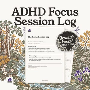 ADHD Focus Session Log Printable, Work Session Tracker and Body Doubling Sheet, Undated PDF