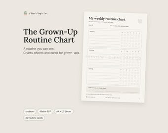 ADHD Routine Chart for Adults, Visual Schedule and Adult Chore Chart Printable, Fillable PDF