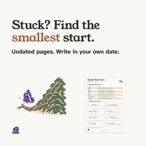 Hoja de referencia imprimible para iniciar tareas de TDAH, ayuda para superar la parálisis por ansiedad y la procrastinación, PDF rellenable