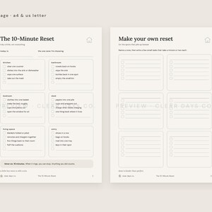 Full preview of The 10-Minute Reset pages, available in A4 and US Letter