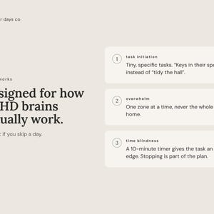 Infographic: why The 10-Minute Reset works for ADHD brains, three design features explained