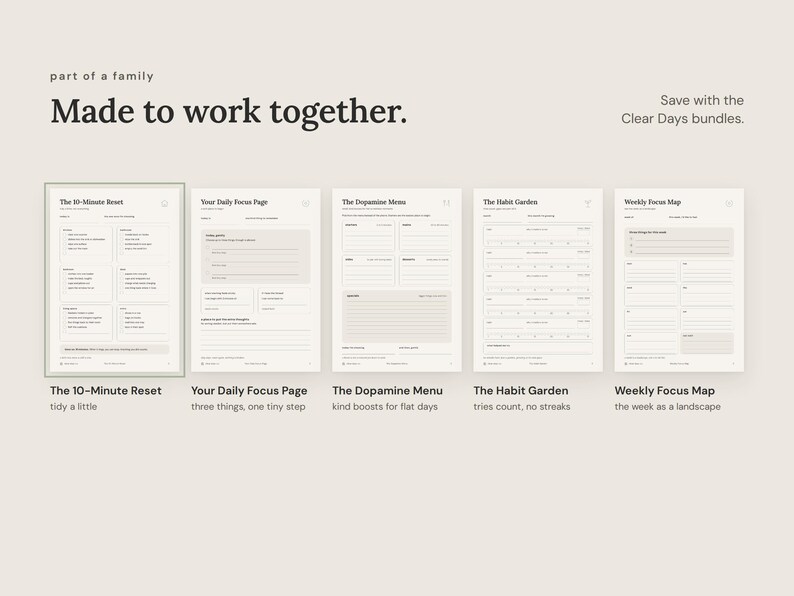 Clear Days Co. pages side by side, made to work together