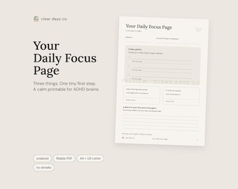 ADHD Daily Planner Printable for Adults, Undated To Do List, Fillable PDF