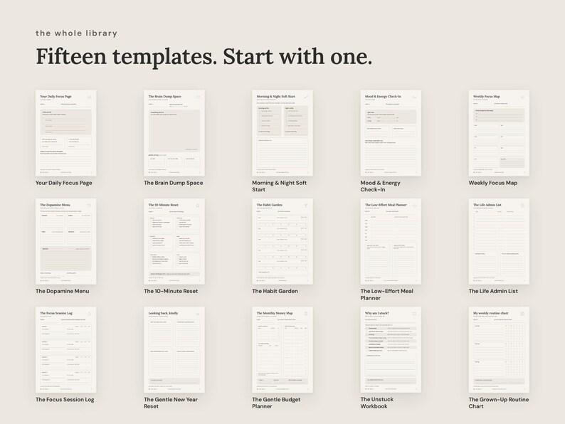 All 15 Clear Days templates side by side in one library