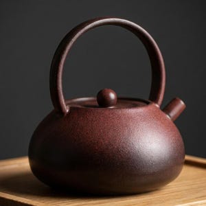 Red Kiln Glazed Ceramic Tea Kettle 800ml | Arching Overhead Handle | Cozy Home Gift
