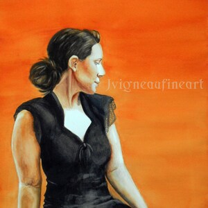 Modern Elegance Watercolor Figurative Portrait