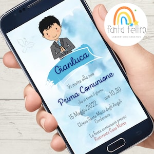 Invito Prima Comunione Digitale bambino personalizzato da stampare e whatsapp - FILE DIGITALE