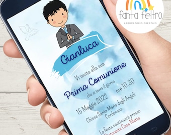 Personalized digital first communion invitation for children to print and whatsapp - DIGITAL FILE