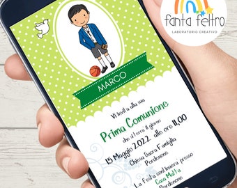 Invito Prima Comunione Digitale bambino personalizzato da stampare e  whatsapp - FILE DIGITALE