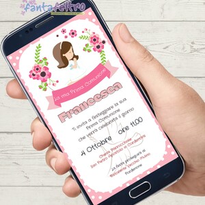 Invito Prima Comunione bambina personalizzato da stampare e whatsapp