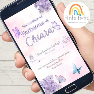 Invito Prima Comunione o Battesimo bambina bimba Digitale personalizzato da stampare e whatsapp - file digitale