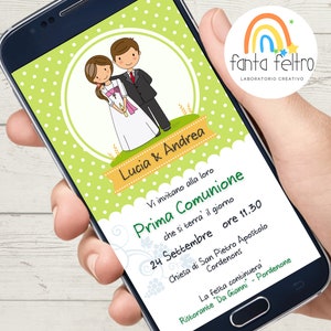 Invito Prima Comunione Digitale ragazzo ragazza gemelle gemelli personalizzato da stampare e whatsapp - FILE DIGITALE