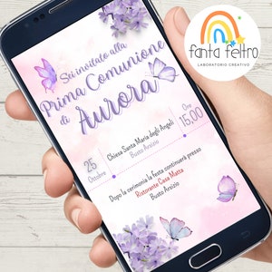 Invito Prima Comunione bambina ragazza personalizzato da stampare e whatsapp - FILE DIGITALE