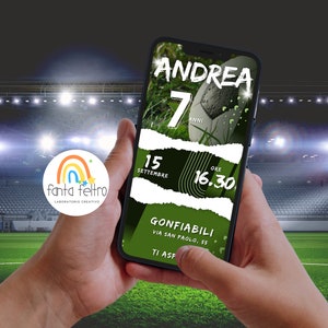 CALCIO- invito digitale compleanno, digital invitation party PALLA, SOCCER, football, serie A serie B