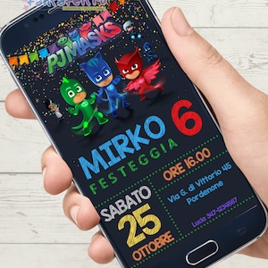 Invito festa compleanno Pigiamini bimbo bimba Digitale personalizzato da stampare e whatsapp