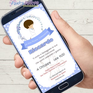 Invito Prima Comunione bambino personalizzato da stampare e whatsapp