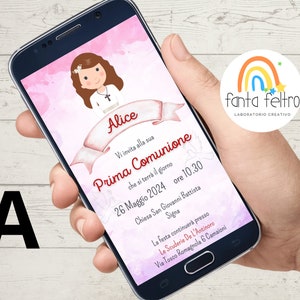 Invito Prima Comunione bambina ragazza personalizzato da stampare e whatsapp - FILE DIGITALE