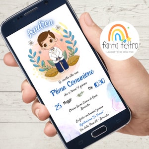 Invito Prima Comunione bambino ragazzo personalizzato da stampare e whatsapp - FILE DIGITALE
