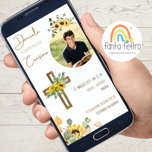 Invito Cresima invio Digitale ragazzo ragazza con foto personale personalizzato da stampare e invio whatsapp