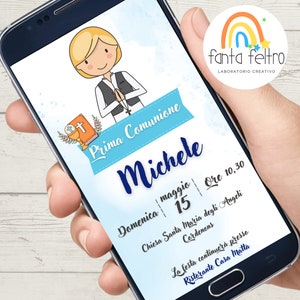 Personalized First Communion Invitation for Boys and Girls to Print and Whatsapp - Digital File