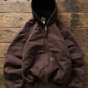 Brown Carhartt J130 DKB Hooded Workwear   Jacket
