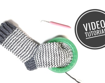 Loom Knit Striped Socks Pattern + Video Tutorial