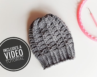 Loom Knit The Weaves & Ribs Hat Pattern + Video Tutorial