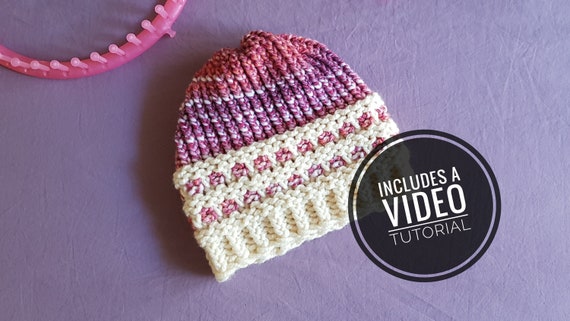 Loom Knit Waffle Base Hat Pattern Video Tutorial