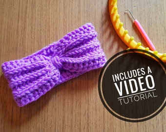 Loom Knit Brioche Stitch Turban Headband/Bow Headband Earwarmers Pattern + Video Tutorial