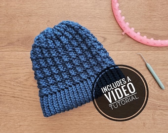 Weefgetouwgebreid patroon stedelijke beaniemuts + videotutorial