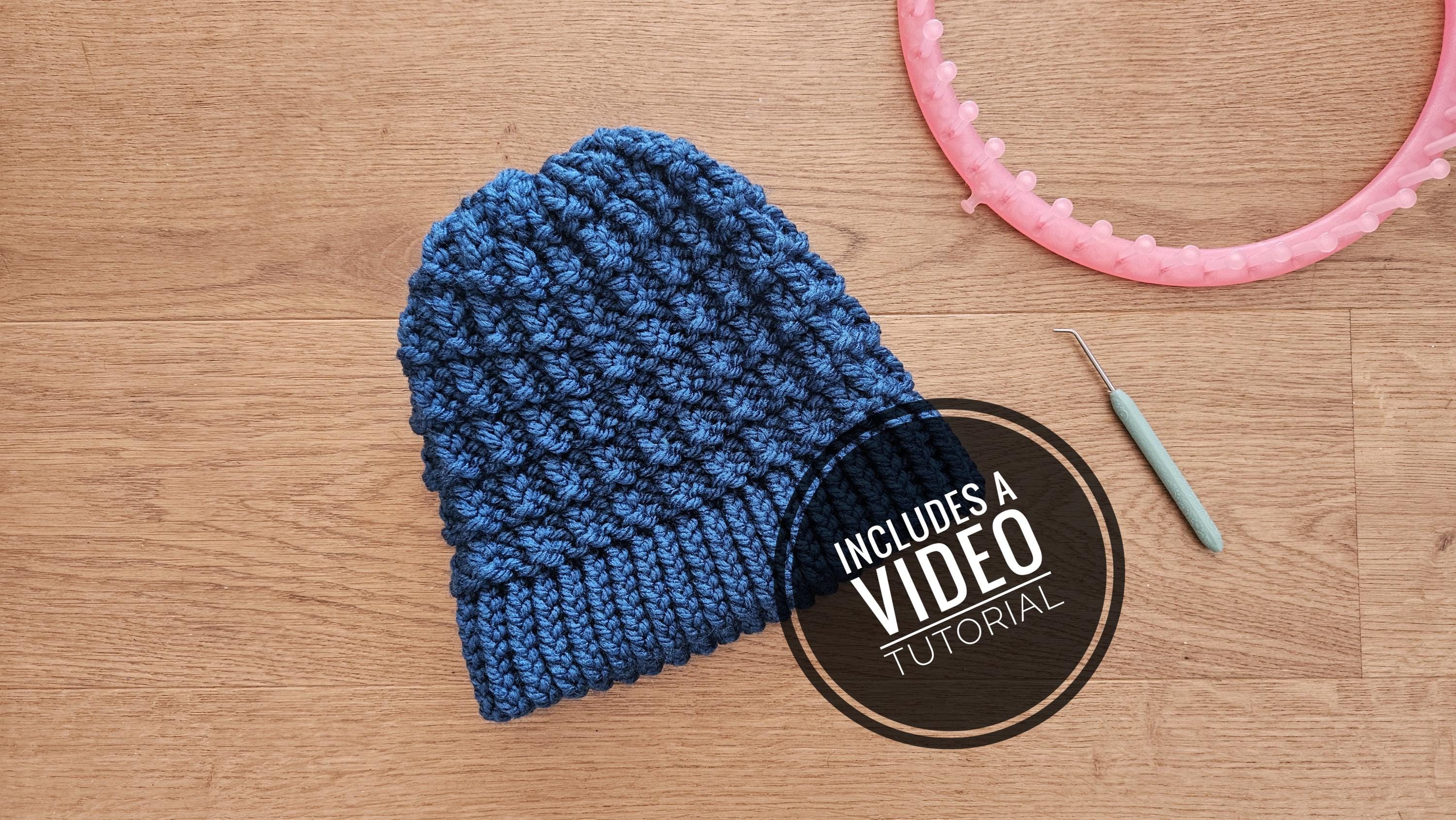 Loom Knit Urban Beanie Hat Pattern Video Tutorial