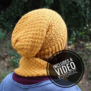 Loom Knit Irish Moss Slouchy Beanie Hat Pattern Video Tutorial image 1