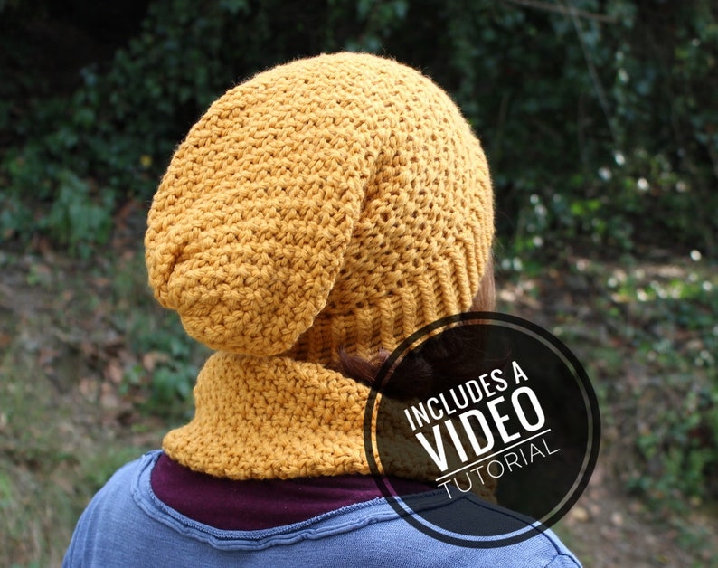 Loom Knit Irish Moss Slouchy Beanie Hat Pattern Video Tutorial image 1