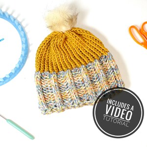 Loom Knit The Mandi Hat Pattern + Video Tutorial