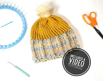 Loom Knit The Mandi Hat Pattern + Video Tutorial