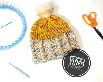 Loom Knit The Mandi Hat Pattern + Video Tutorial