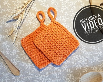 Loom Knit Basic Pot Holders Pattern + Video Tutorial