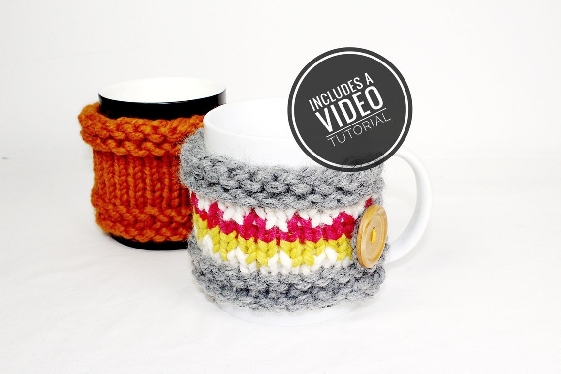 Loom Knit Mug Cozie / Mug Cosy / Mug Koozy Pattern Video Etsy