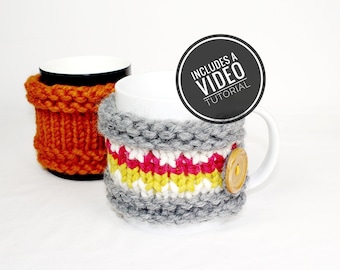 Loom Knit Mug Cozie / Mug Cosy / Mug Koozy Pattern + Video Tutorial