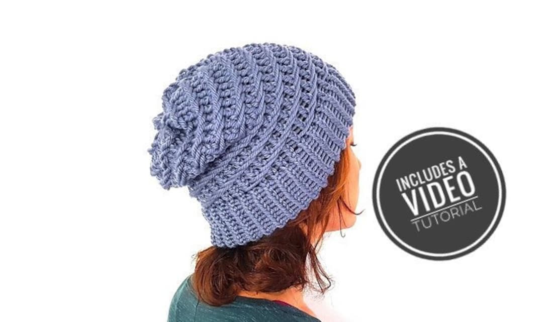 Loom Knit Swirl Slouchy Beanie Hat Pattern + Video Tutorial - Etsy