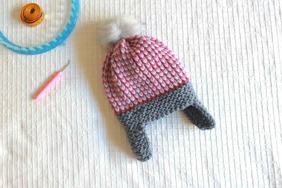 Loom Knit Earflap Hat Pattern + Video Tutorial - Etsy
