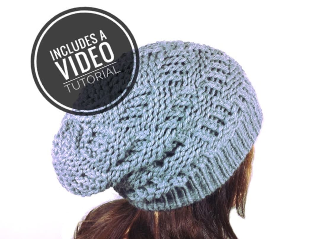 Loom Knit Basketweave Slouchy Beanie Hat Pattern + Video Tutorial - Etsy