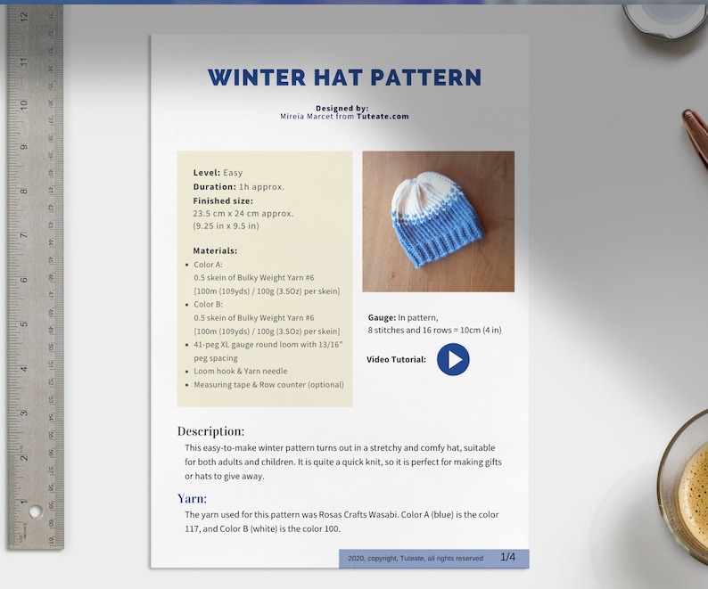 Loom Knit Hat Pattern Video Tutorial - Etsy