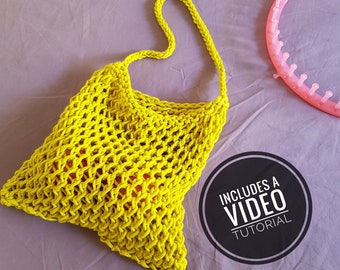 Loom Knit Mesh Bag Pattern + Video Tutorial